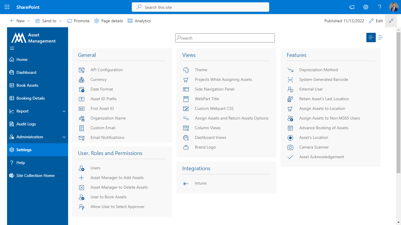 screenshot of Asset Management 365
